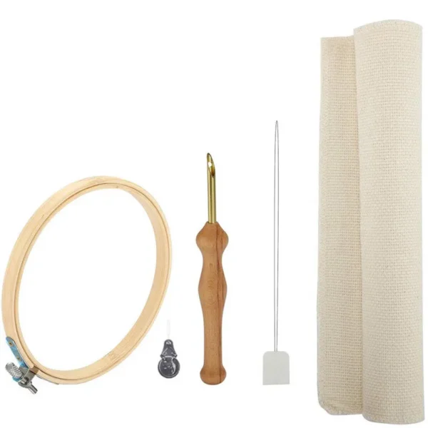 Embroidery Kits: Wooden Punch Needle Set with Hoop