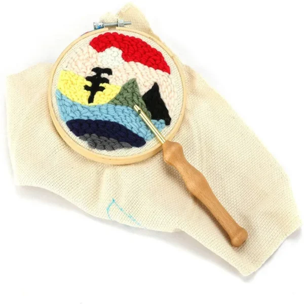 Embroidery Kits: Wooden Punch Needle Set with Hoop - Image 5