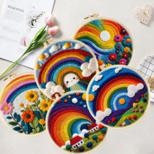 Embroidery Kits: DIY Wool Felting Flower Landscape