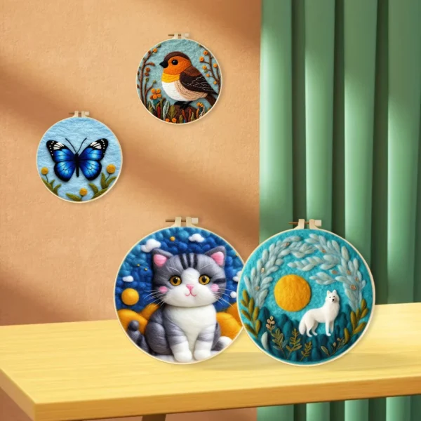 Embroidery Kits - SDOYUNO Wool Felt Animals Set - Image 3
