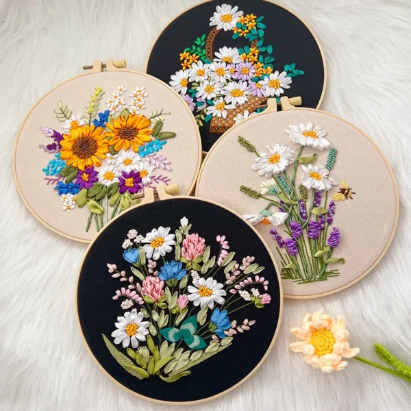 Embroidery Kits for Beginners – Ribbon Stitch Practice - Image 4