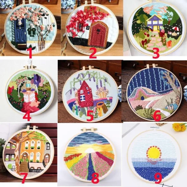 Embroidery Kits: Starter Set with Stamped Pattern & Hoop - Image 2