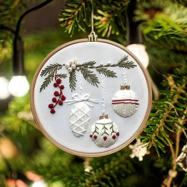 Embroidery Kits Christmas Wreath Printed Cross Stitch Set - Image 5