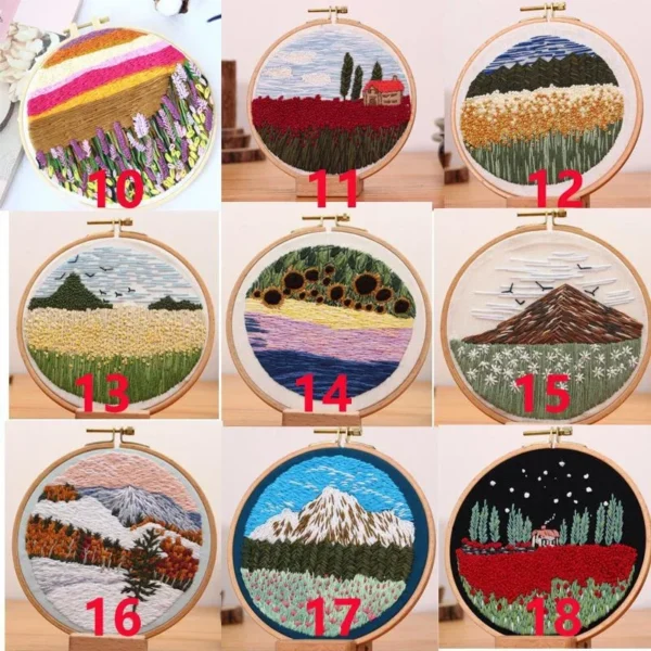 Embroidery Kits: Starter Set with Stamped Pattern & Hoop - Image 3