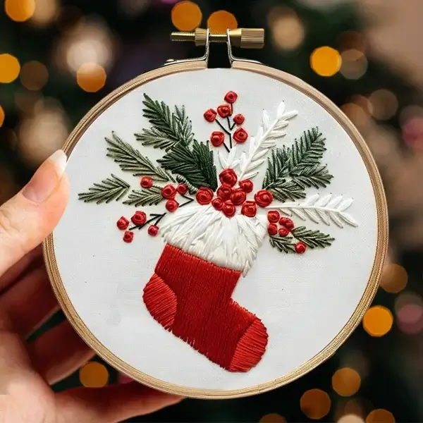 Embroidery Kits Christmas Wreath Printed Pattern Needlework Set - Image 6