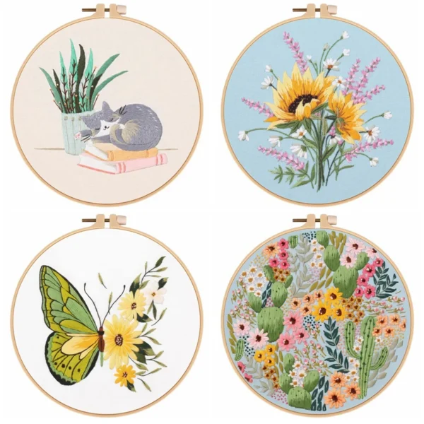 Embroidery Kits: DIY Cross Stitch Set with Hoop
