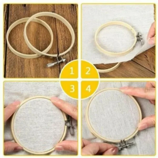 Embroidery Kits: 10pcs Bamboo Hoops for Stitching - Image 3
