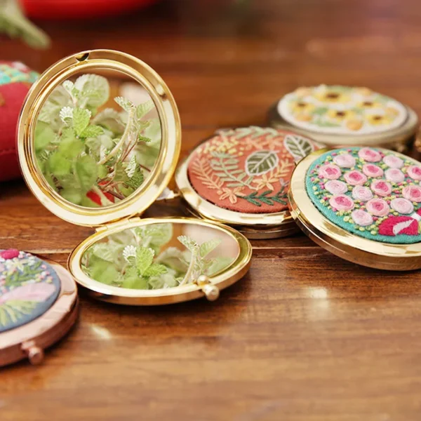 Embroidery Kits - Floral Mirror with 9.5cm Hoop