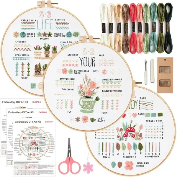 Embroidery Kits Beginner Sets Stamped Cross Stitch Tools Included - Image 2