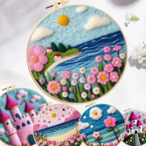 Embroidery Kits: Wool Felting Castle Scenic Painting DIY Kit