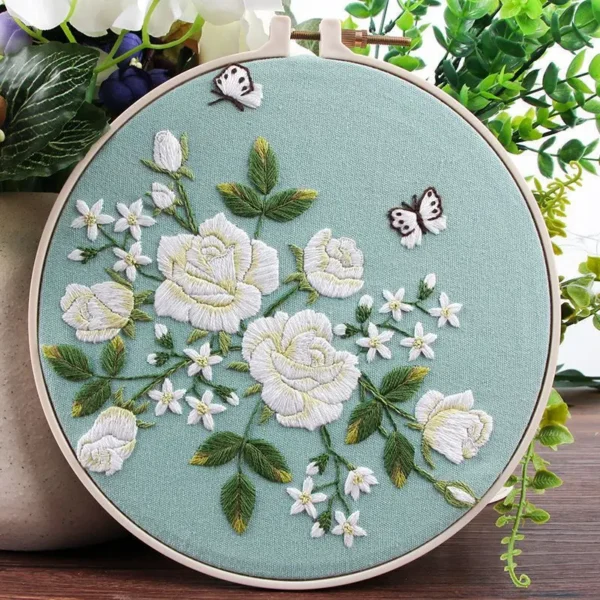 Embroidery Kits, DIY Rose Cross Stitch Sewing Art - Image 4
