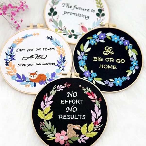 Embroidery Kits for Beginners - Flower Wreath Cross Stitch Kit - Image 2