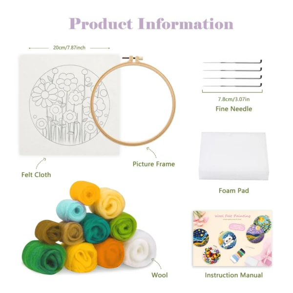 Embroidery Kits - SDOYUNO Wool Felt Animals Set - Image 4