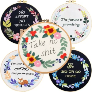 Embroidery Kits for Beginners - Flower Wreath Cross Stitch Kit