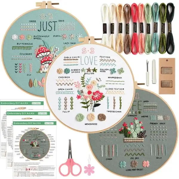 Embroidery Kits Beginner Sets Stamped Cross Stitch Tools Included - Image 3