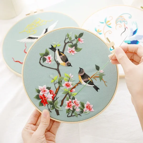 Embroidery Kits with Bird Blossom Flower Pattern - Image 3