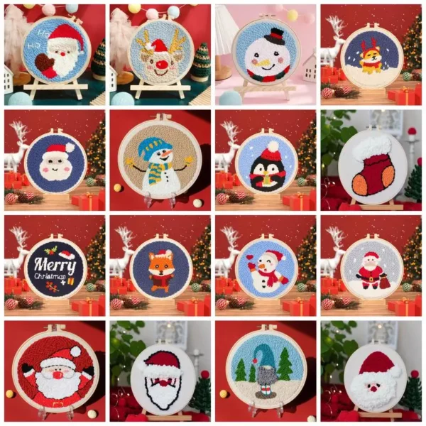 Embroidery Kits: Santa Claus Punch Needle & Yarn