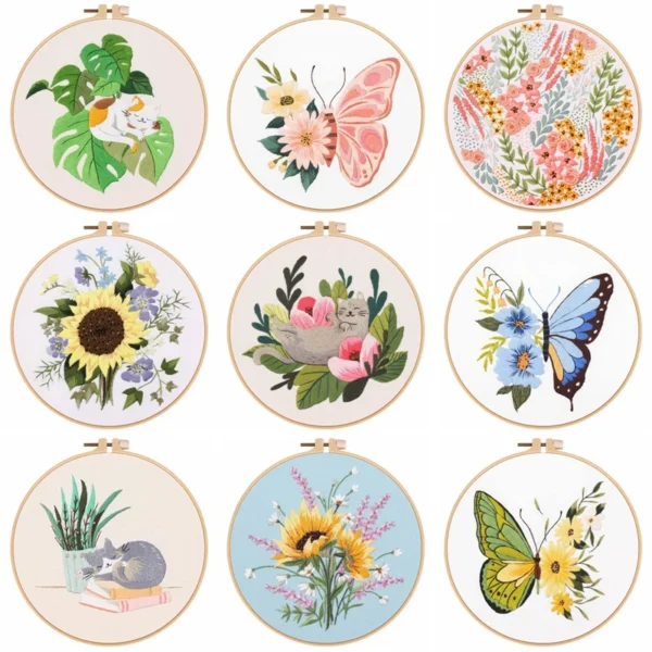 Embroidery Kits: Hand Sewing Cross Stitch Hoop Set