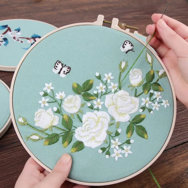 Embroidery Kits, DIY Rose Cross Stitch Sewing Art - Image 3