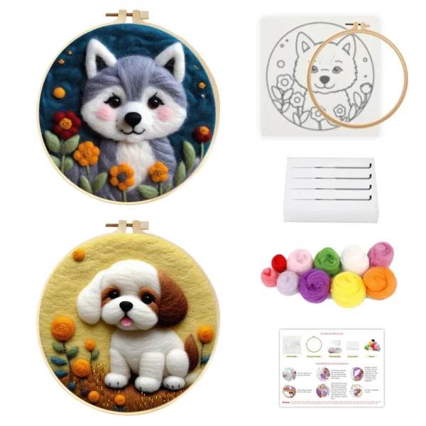 Embroidery Kits - SDOYUNO Wool Felt Animals Set