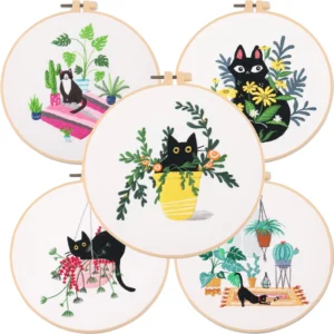 Embroidery Kits for Beginners – Black Cats Cross Stitch