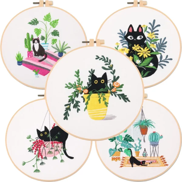 Embroidery Kits for Beginners – Black Cats Cross Stitch
