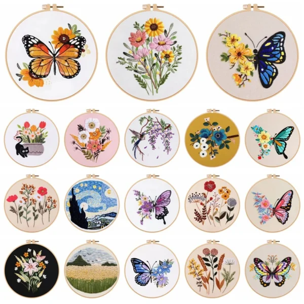 Embroidery Kits Diy Cross Stitch Hoop Frame Patterns Supplies