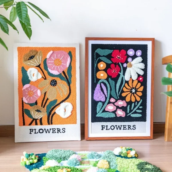 Embroidery Kits: Flower Punch Needle Tufting Set