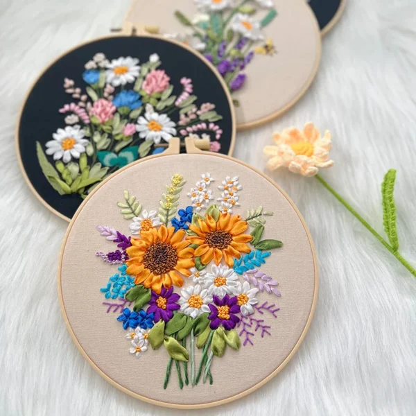 Embroidery Kits for Beginners – Ribbon Stitch Practice - Image 5
