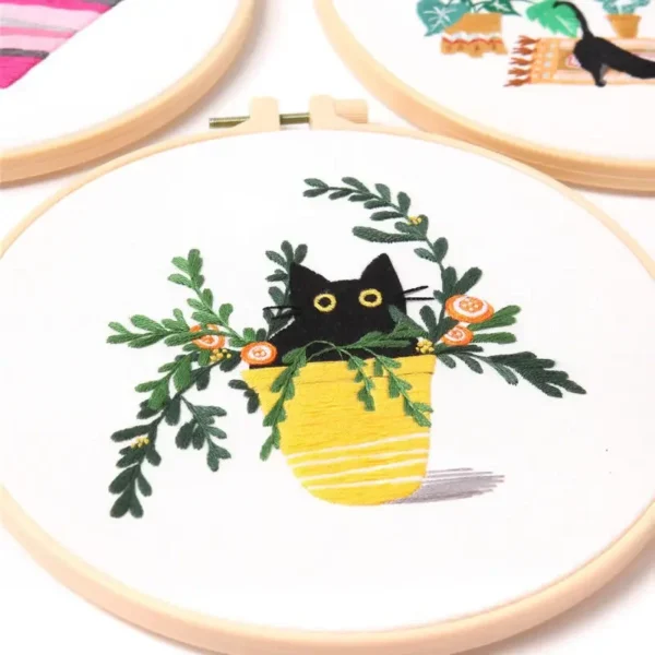 Embroidery Kits for Beginners – Black Cats Cross Stitch - Image 3