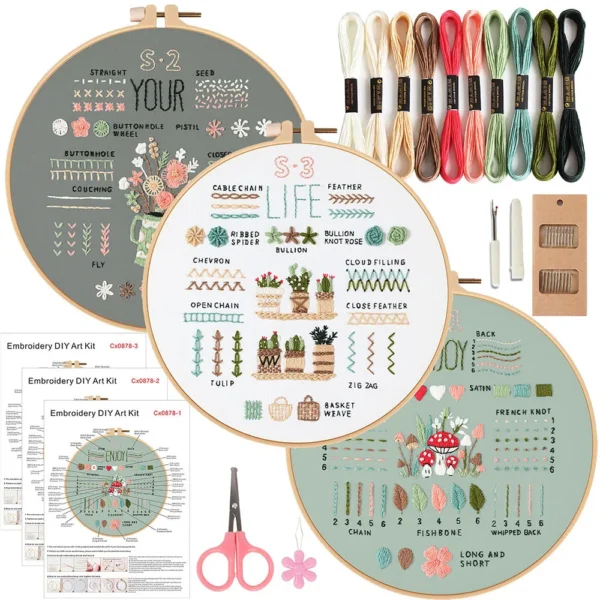 Embroidery Kits Beginner Sets Stamped Cross Stitch Tools Included