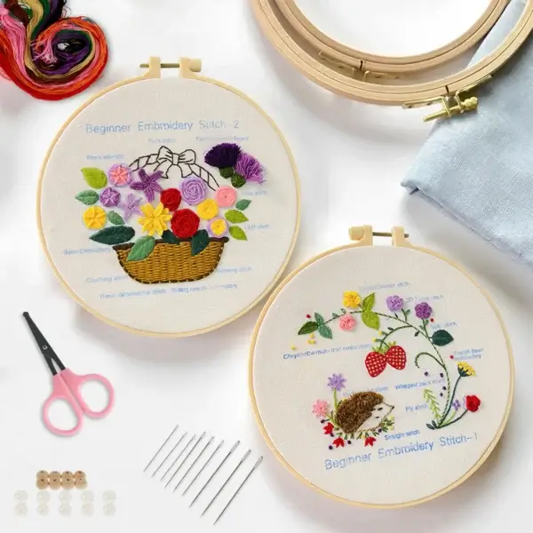 Embroidery Kits Starter Set Colorful Patterns Stitch Practice Kit - Image 5