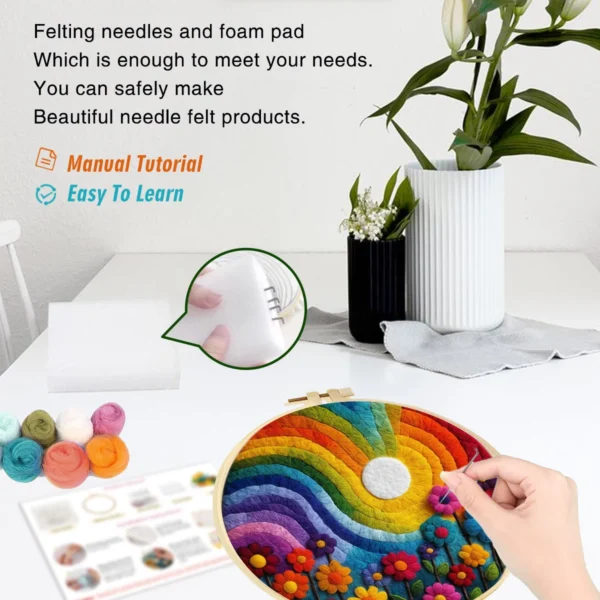 Embroidery Kits: DIY Wool Felting Flower Landscape - Image 2