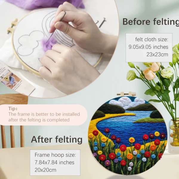 Embroidery Kits: DIY Wool Felting Painting with Frame - Image 3