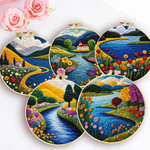 Embroidery Kits: DIY Wool Felting Painting with Frame