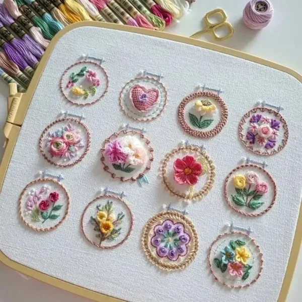 Embroidery Kits: Floral Beginner Kit with Bright Colors - Image 2