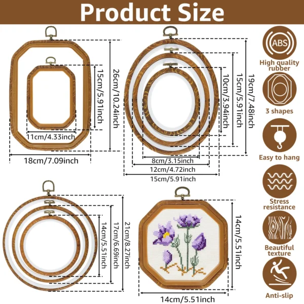 Embroidery Kits: 9Pcs Large Hoop Frames for Display - Image 6