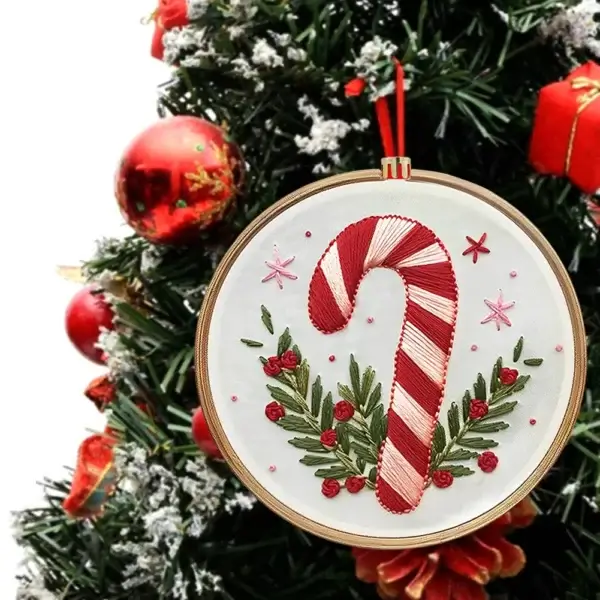 Embroidery Kits Christmas Wreath Printed Cross Stitch Set - Image 4