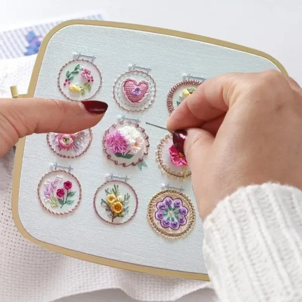 Embroidery Kits: Floral Beginner Kit with Bright Colors