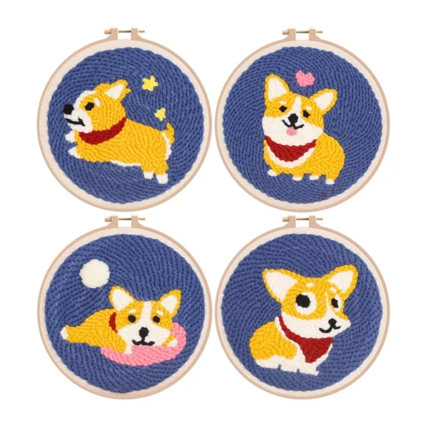 Embroidery Kits: Corgi Punch Needle Set for Beginners