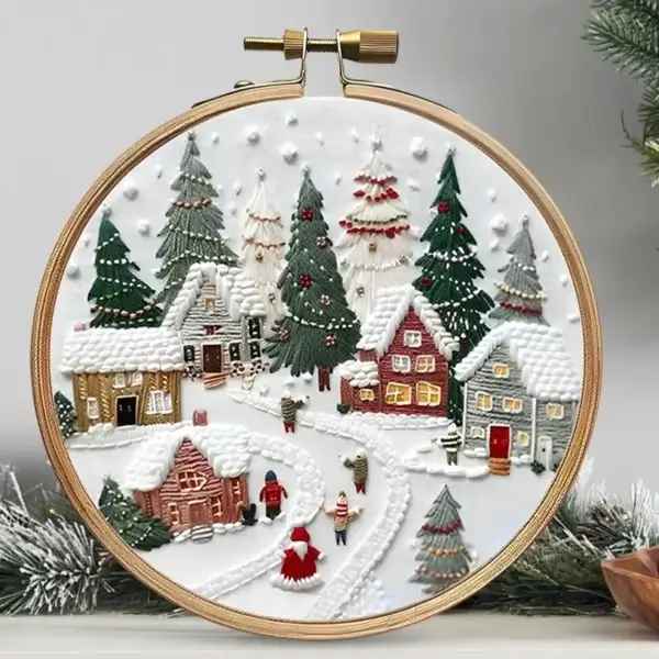Embroidery Kits Christmas Wreath Printed Cross Stitch Set - Image 3