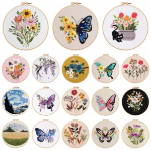 Embroidery Kits, Cross Stitch Set with Hoop