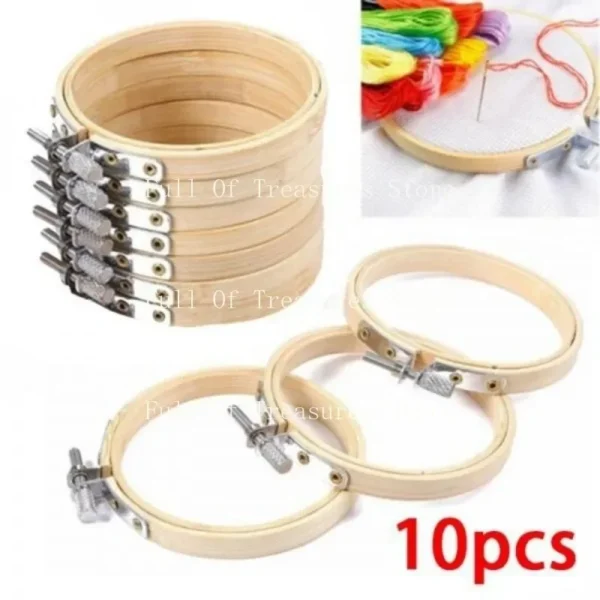 Embroidery Kits: 10pcs Bamboo Hoops for DIY Craft