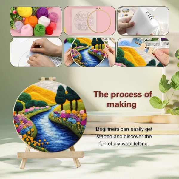 Embroidery Kits: DIY Wool Felting Painting with Frame - Image 2
