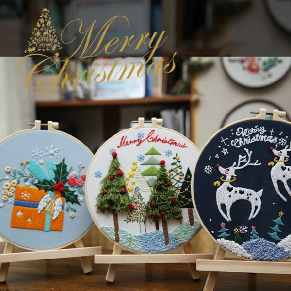 Christmas Embroidery Kits, DIY Cross Stitch Sewing Art - Image 2