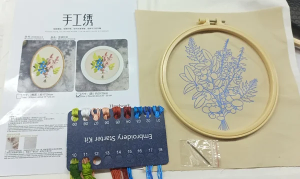 Embroidery Kits for Beginners, Flower Cross Stitch - Image 3