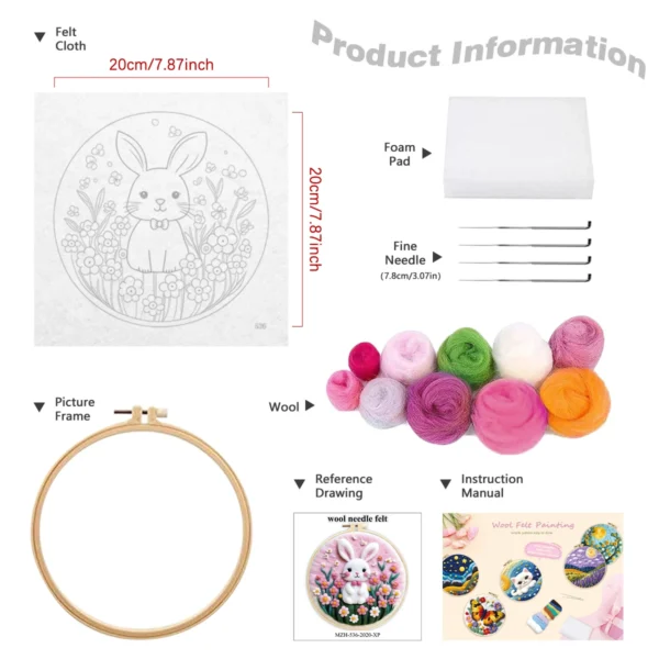 Embroidery Kits: DIY Wool Felting Painting with Frame - Image 4