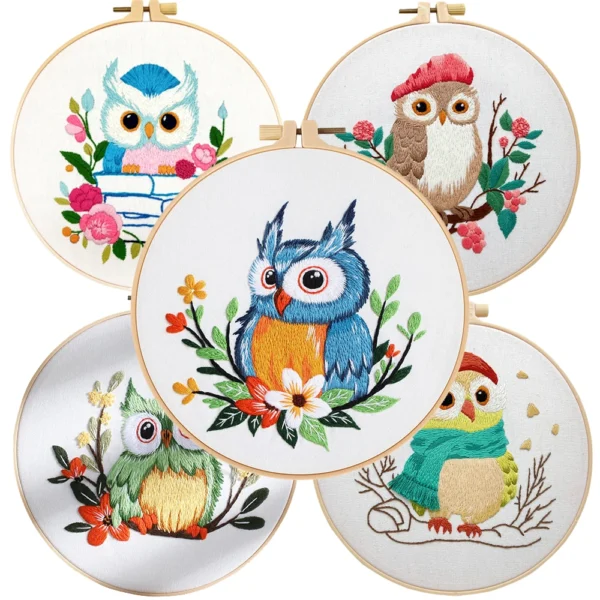Embroidery Kits for Beginners - Cartoon Owl Cross Stitch