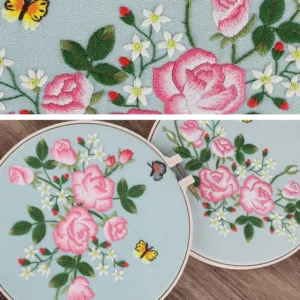 Embroidery Kits, DIY Rose Cross Stitch Sewing Art