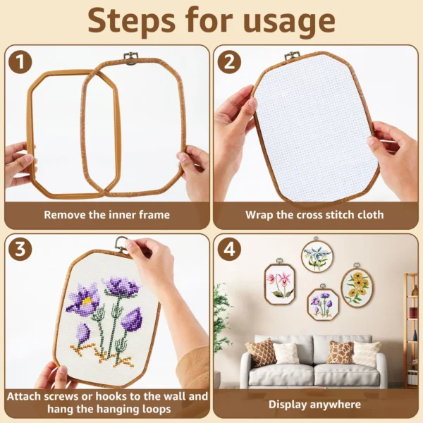 Embroidery Kits: 9Pcs Large Hoop Frames for Display - Image 3